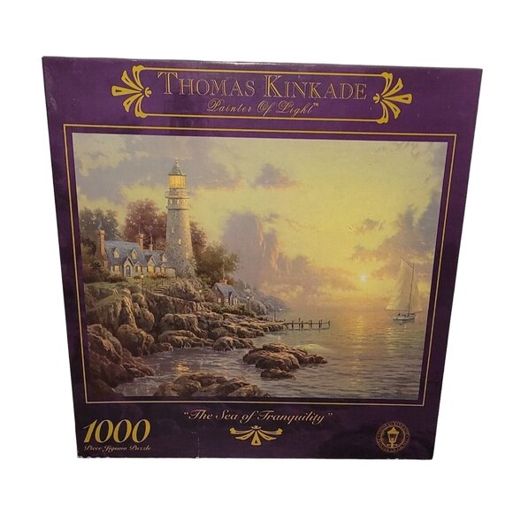 Thomas Kinkade 1000 Piece Jigsaw Puzzle The Sea Of Tranquility Sealed 1999 Ceaco - Picture 1 of 6